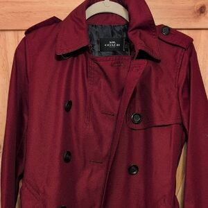 NWT - COACH maroon Fabric Trench Coat - Never Worn